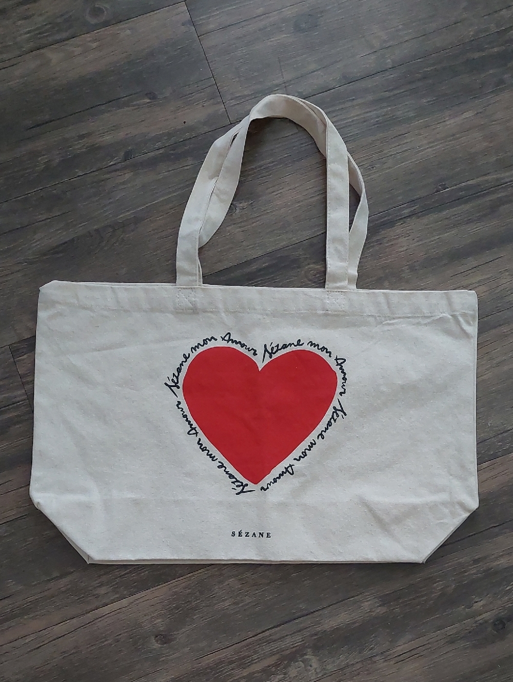 Sezanne Canvas Tote Bag with Red Heart